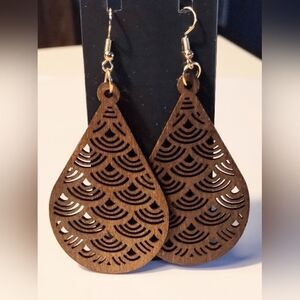 earrings Vintage wooden dangle women's New d87‎